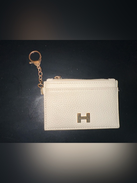 H by Halston Accessories - H by Halston Cream Leather Card Holder with Gold Keychain
